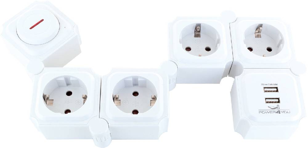 Schwaiger Flexible Steckdosenleiste 4 Steckdosen 2 USB-A Slots Günstiger Verkauf
