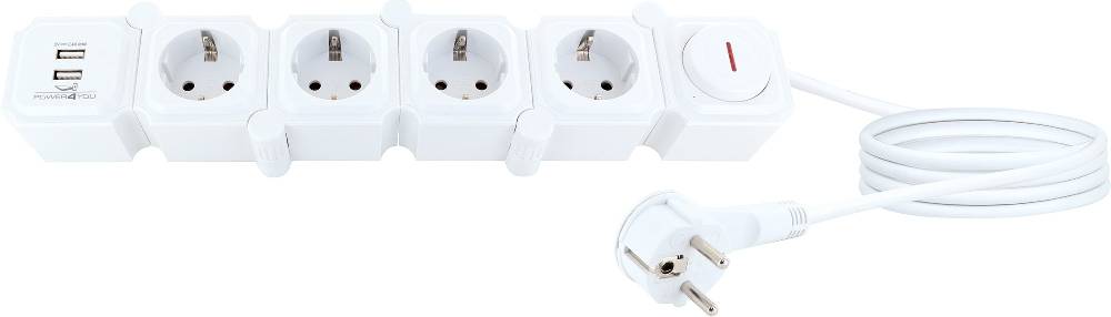 Schwaiger Flexible Steckdosenleiste 4 Steckdosen 2 USB-A Slots Günstiger Verkauf