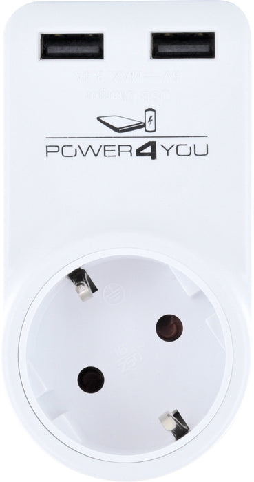 Schwaiger Steckdosenadapter mit 2 USB-A Slots 360° drehbar