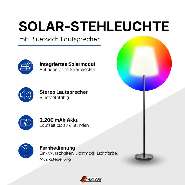 Schwaiger Solar-Stehleuchte mit Lautsprecher 1,5 m RGB Blitzverkäufe