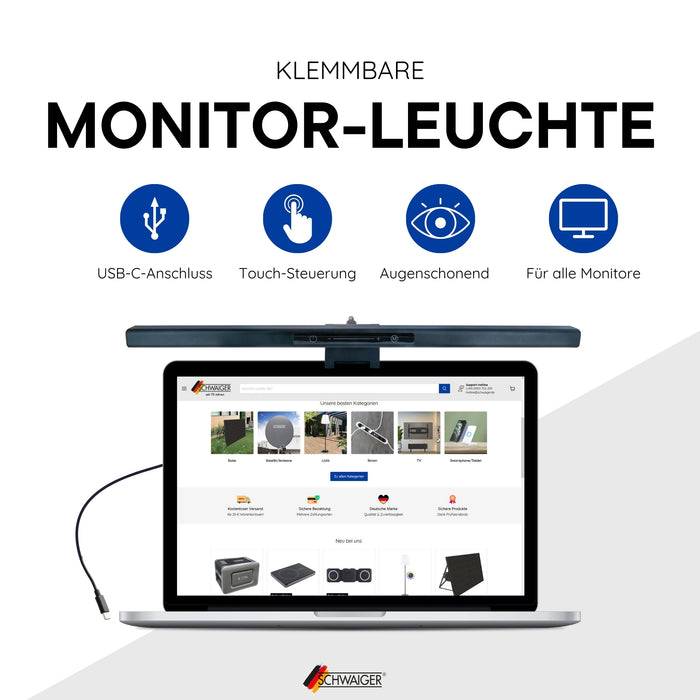Schwaiger Monitor/Bildschirm Leuchte mit Klemmhalterung Outlet