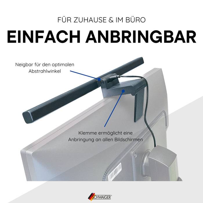 Schwaiger Monitor/Bildschirm Leuchte mit Klemmhalterung Outlet