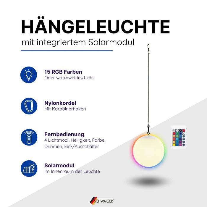 Schwaiger Solar-Hängeleuchte mit Nylonkordel Schlussverkauf