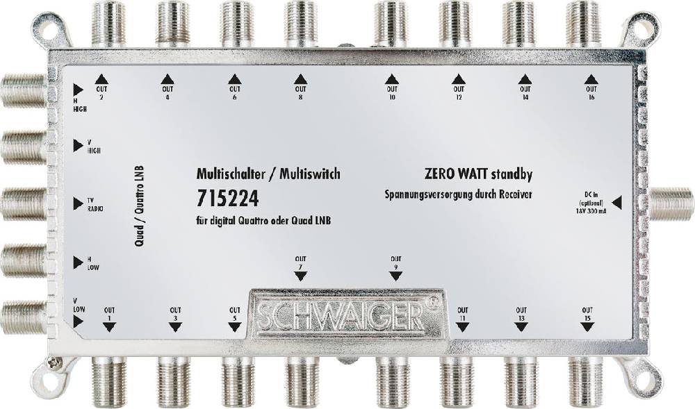 Schwaiger SAT Multischalter 5/16 mit Netzteil