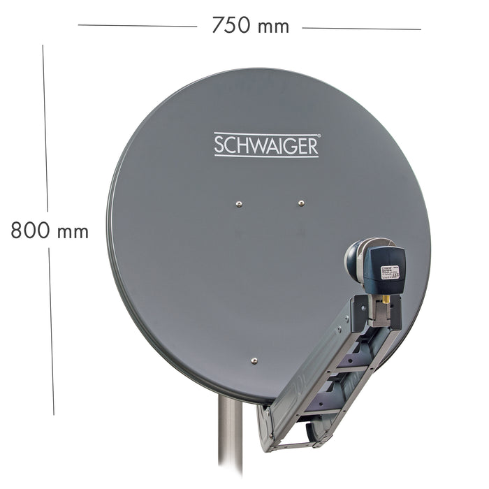 Schwaiger Satellitenanlage Set Anthrazit Aluminium 75 cm Verkauf