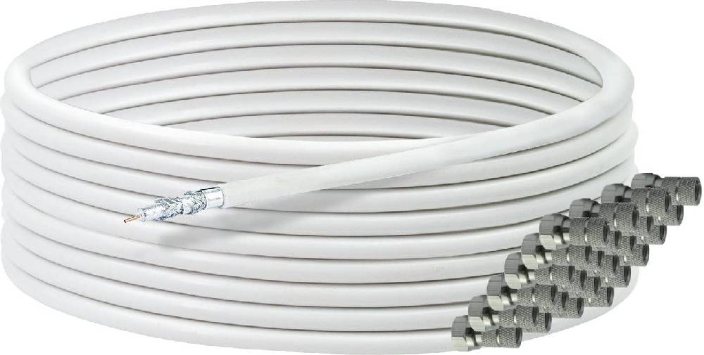 Schwaiger Koaxialkabel 50 m 135 dB mit 24 F-Steckern