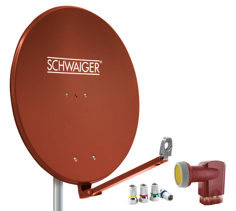 Schwaiger Satellitenanlage Set Ziegelrot Aluminium 88 cm