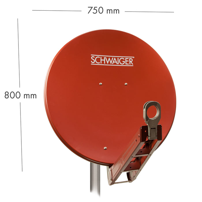 Schwaiger Satellitenanlage Set Ziegelrot Aluminium 75 cm Outlet