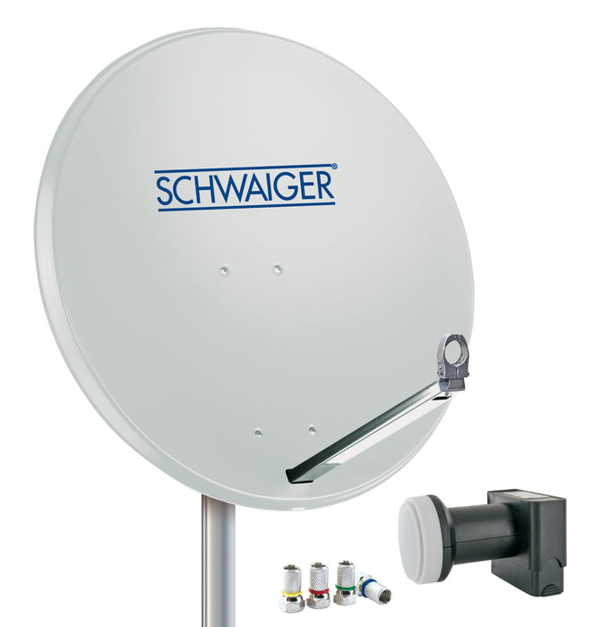Schwaiger Satellitenanlage Set Weiß Aluminium 75 cm