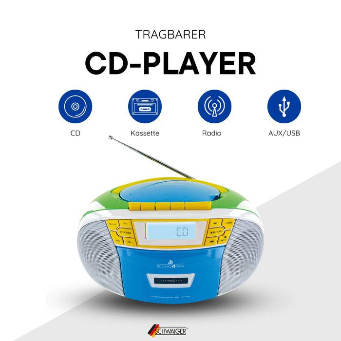 Schwaiger CD-Player mit Kassettenspieler und Radio Online