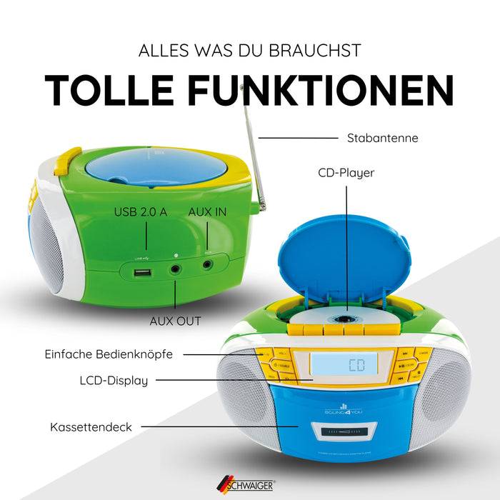 Schwaiger CD-Player mit Kassettenspieler und Radio Online