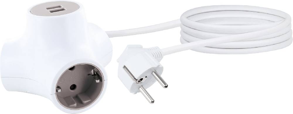 Schwaiger Steckdosenwürfel 3-fach mit 2 USB-A Slots