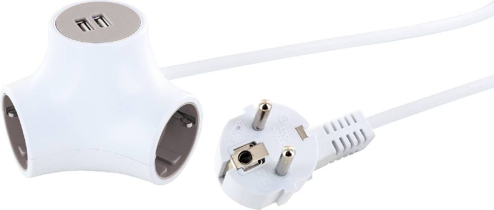 Schwaiger Steckdosenwürfel 3-fach mit 2 USB-A Slots Günstiger Verkauf