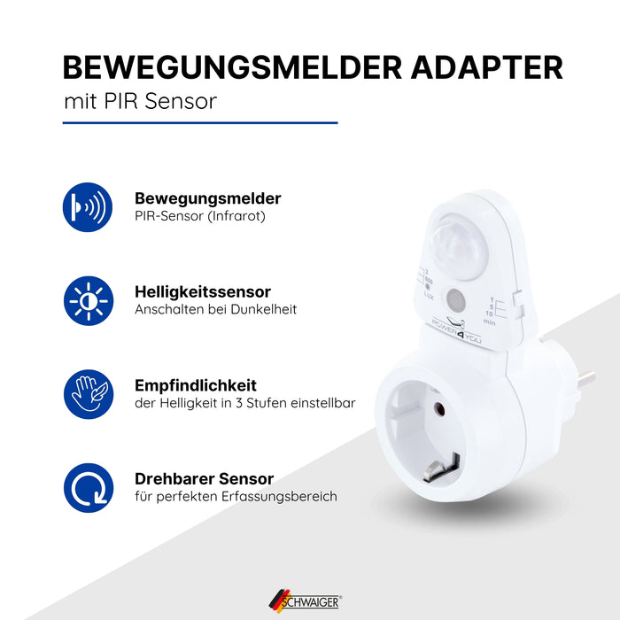 Schwaiger Bewegungsmelder Steckdosenadapter PIR Hotsell