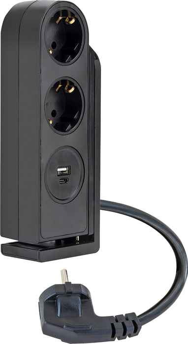 Schwaiger Tischsteckdose 2fach mit USB-C/A Anschluss