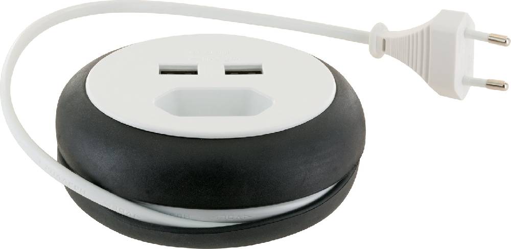Schwaiger Kabeltrommel Eurostecker 2x USB-A Slots