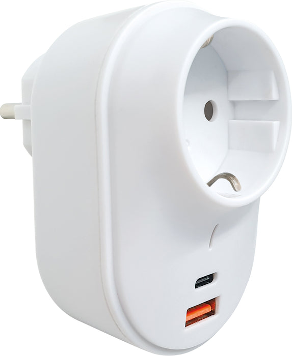 Schwaiger Steckdosenadapter mit USB-C + USB-A Slot 230V
