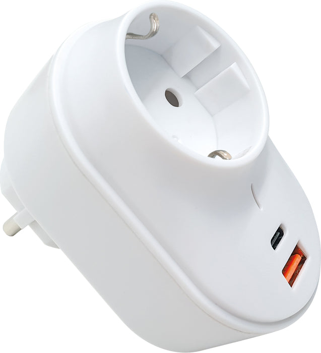 Schwaiger Steckdosenadapter mit USB-C + USB-A Slot 230V Outlet