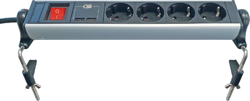 Schwaiger Steckdosenleiste mit Tischbefestigung 4-fach 2 USB-A Slots
