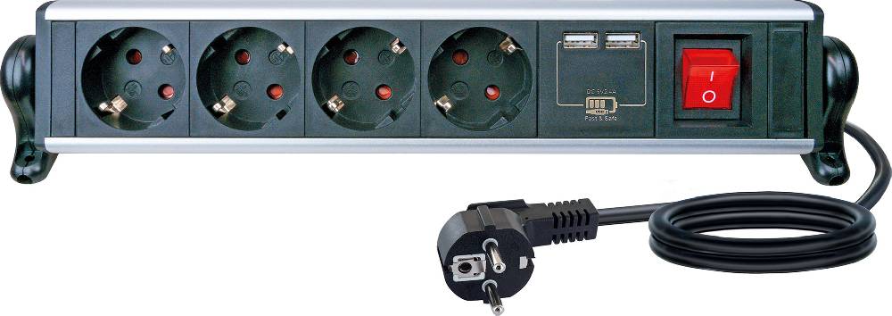 Schwaiger Steckdosenleiste mit Tischbefestigung 4-fach 2 USB-A Slots Auslauf