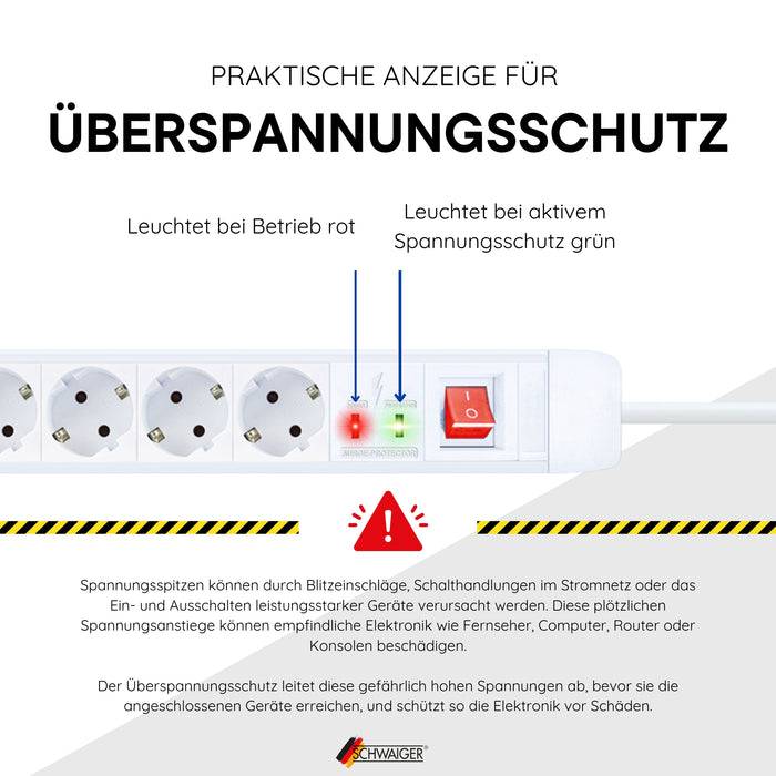 Schwaiger Steckdosenleiste 8-fach mit Überspannungsschutz 1,5 m Online