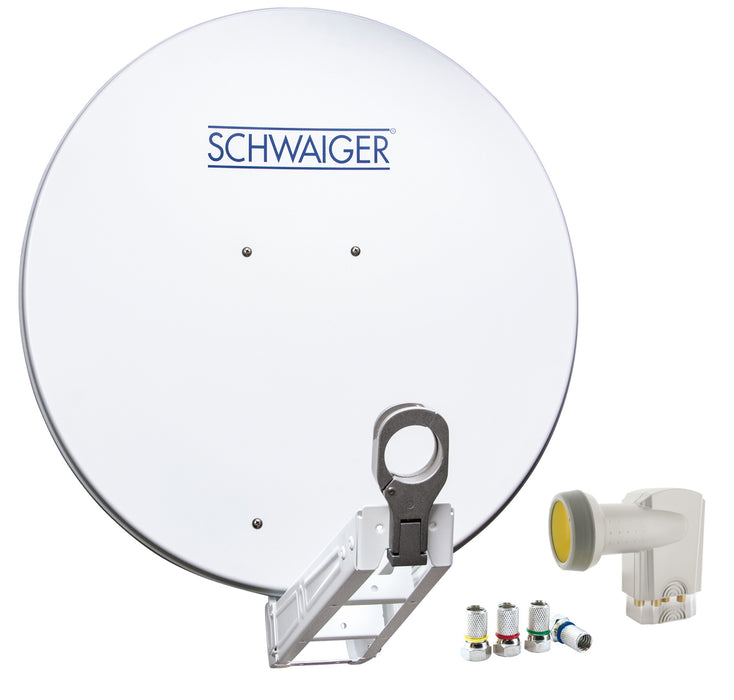 Schwaiger Satellitenanlage Set Weiß Aluminium 75 cm