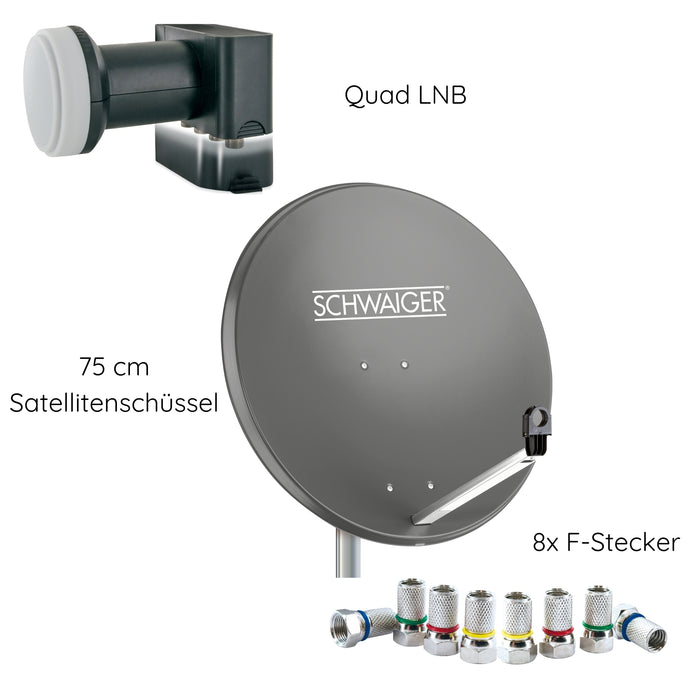 Schwaiger Satellitenanlage Set Anthrazit Stahl 75 cm Schlussverkauf