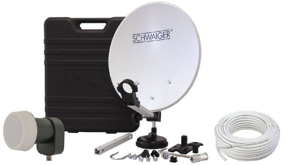 Schwaiger Camping Satellitenanlage Weiß Stahl 35 cm