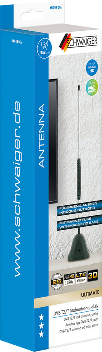 Schwaiger Stabantenne aktiv DVB-T2 VHF UHF mit Magnetfuß/Verstärker Verkauf