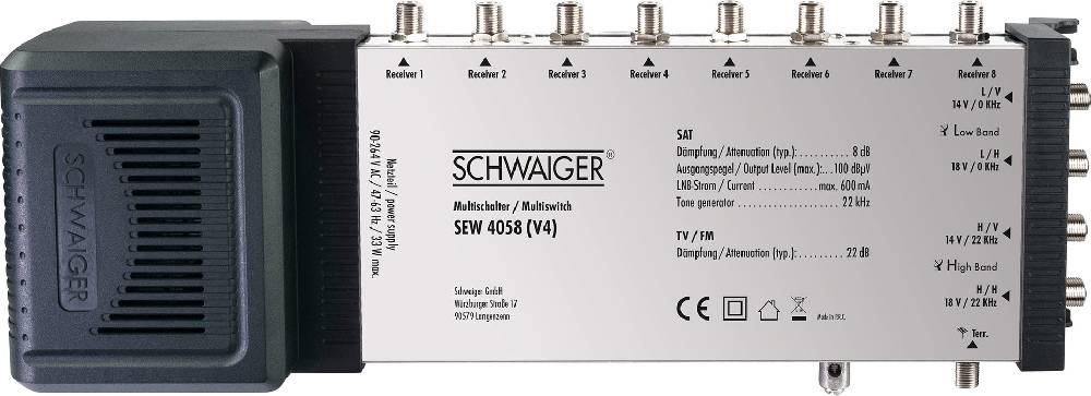 Schwaiger SAT Multischalter 5/8 mit integriertem Netzteil