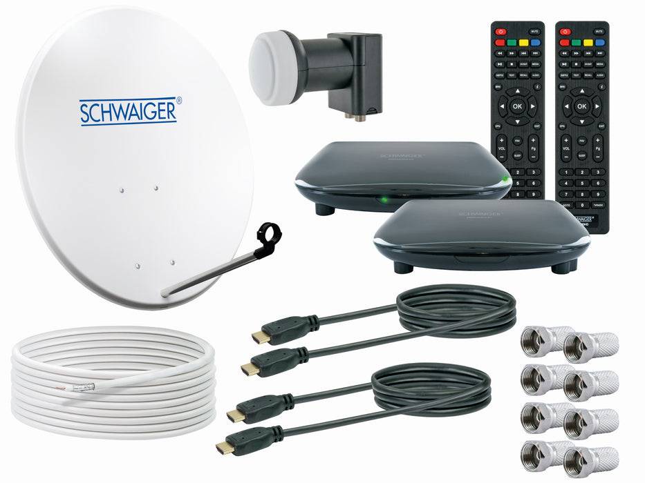 Schwaiger Satellitenanlage Receiver Set Weiß Stahl 80 cm