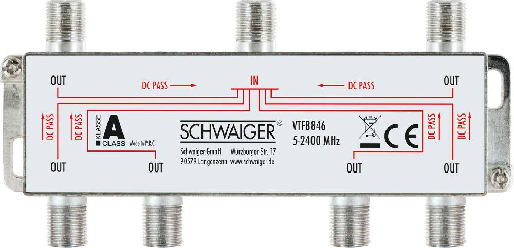 Schwaiger Verteiler 6-fach für SAT-, Antennen- und Kabelanlagen 14 dB im Angebot