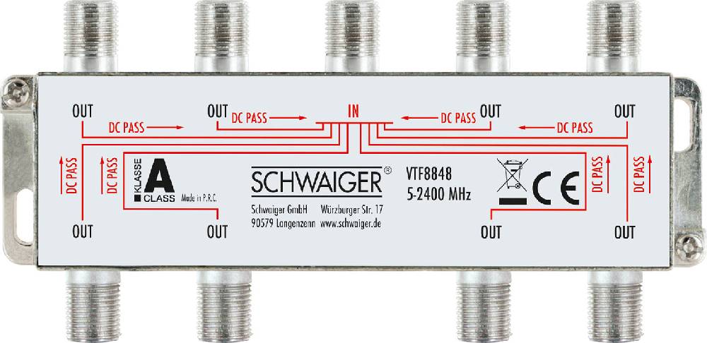 Schwaiger Verteiler 8-fach für SAT-, Antennen- und Kabelanlagen 16 dB Schlussverkauf