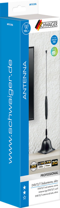 Schwaiger Stabantenne aktiv DVB-T2 VHF UHF mit Verstärker Outlet