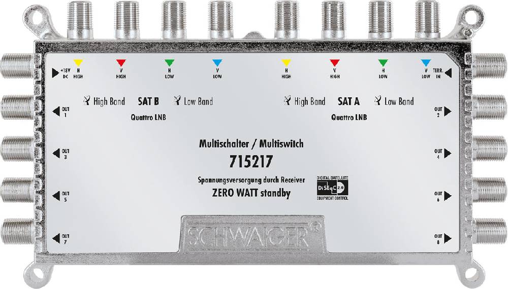 Schwaiger SAT Multischalter 9/8 mit Netzteil