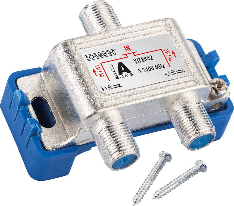 Schwaiger Verteiler 2-fach für SAT-, Antennen- und Kabelanlagen 5 dB