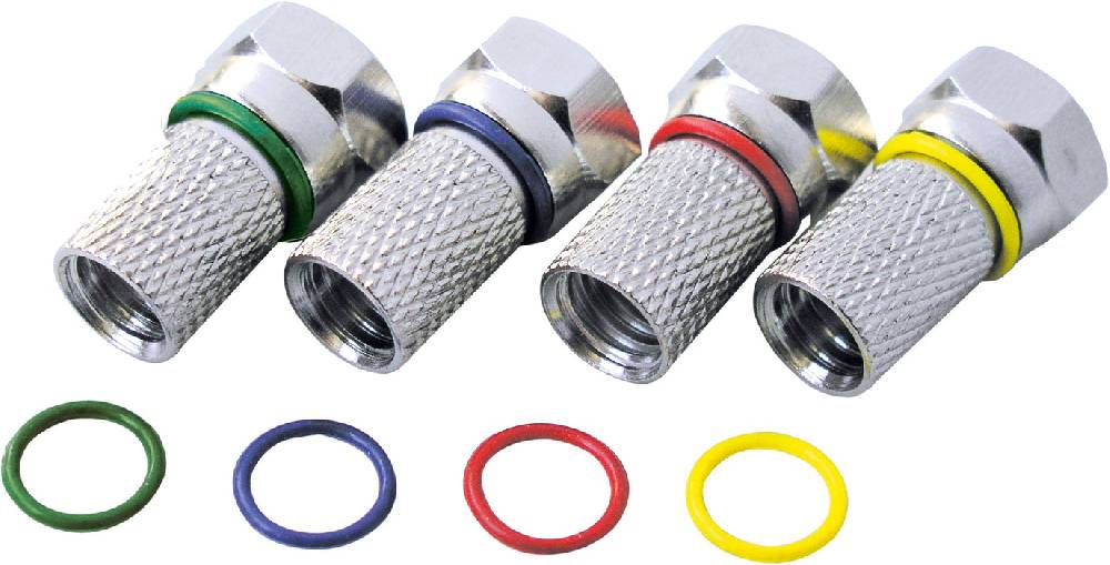 Schwaiger F-Aufdrehstecker 4er Set farbcodiert Ø 7 mm