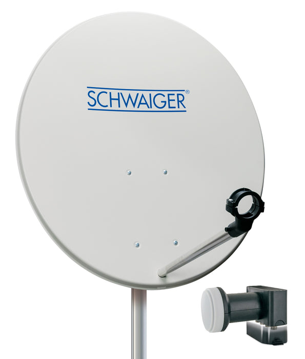 Schwaiger Satellitenanlage Set Weiß Stahl 72 cm mit Quad LNB