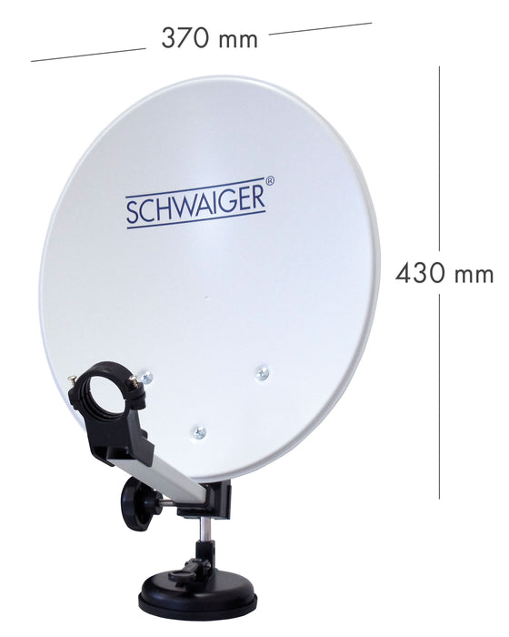 Schwaiger Camping Satellitenanlage Weiß Stahl 35 cm mit Receiver Flash Sale