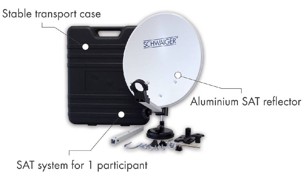 Schwaiger Camping Satellitenanlage Weiß Stahl 35 cm mit Receiver Flash Sale