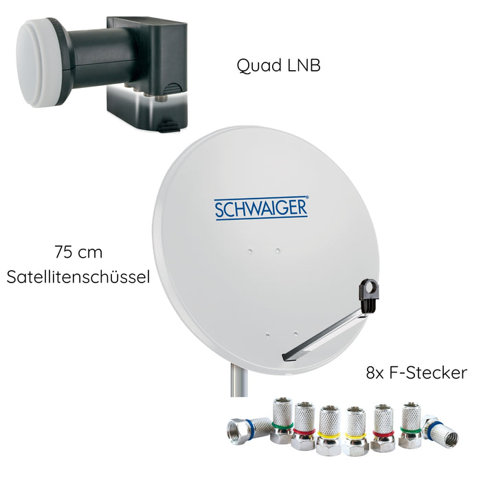 Schwaiger Satellitenanlage Set Weiß Stahl 75 cm Heißer Verkauf
