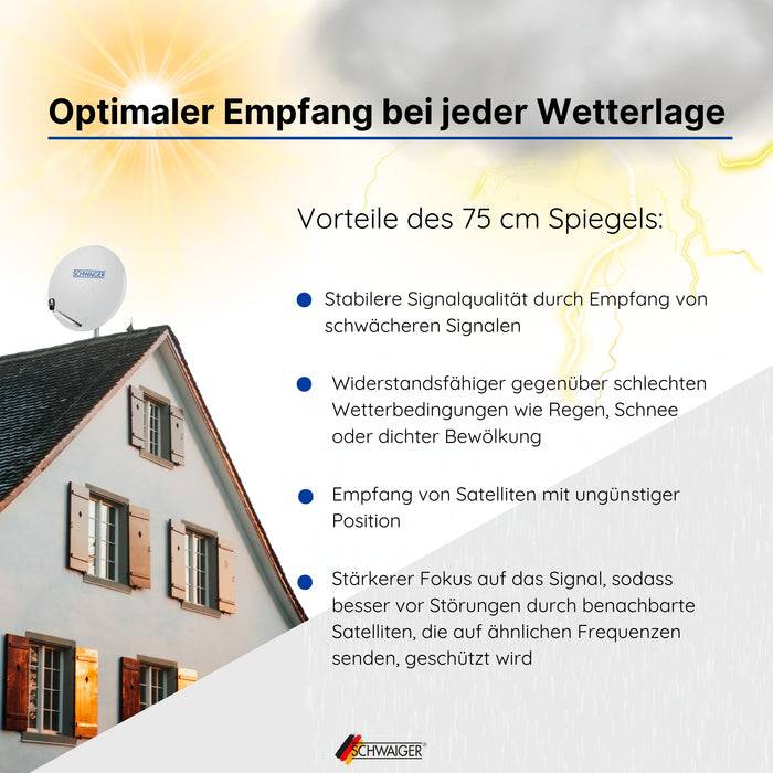 Schwaiger Satellitenanlage Set Weiß Stahl 75 cm Heißer Verkauf