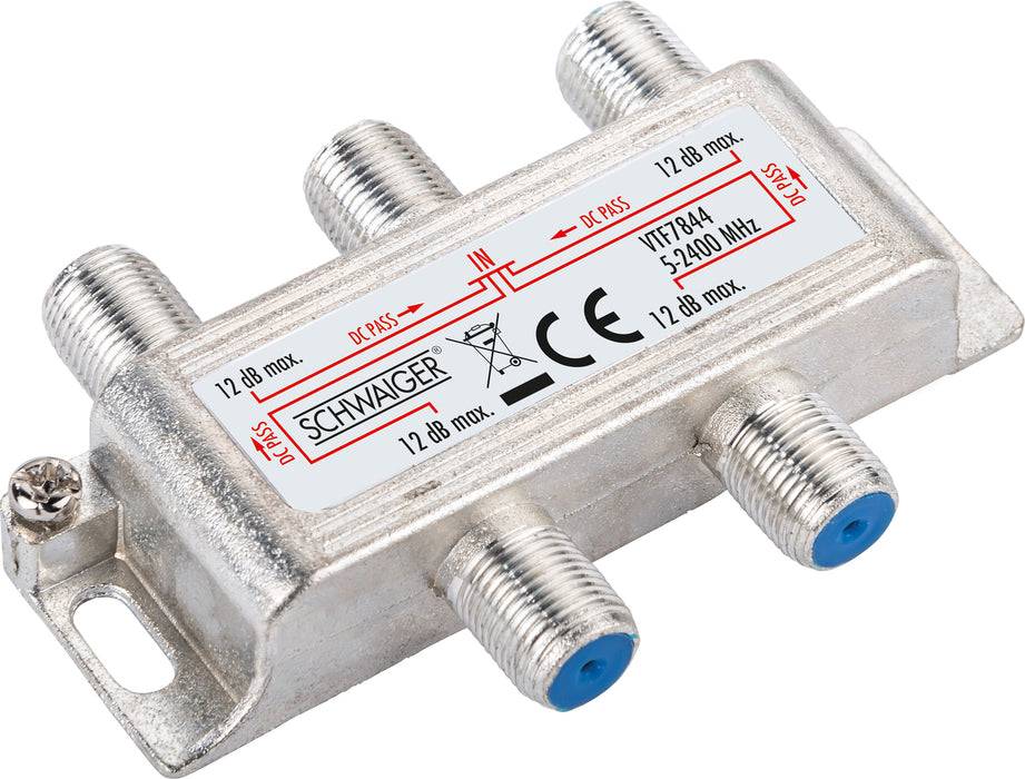 Schwaiger Verteiler 4-fach für SAT-, Antennen- und Kabelanlagen 12 dB Begrenzte Freigabe