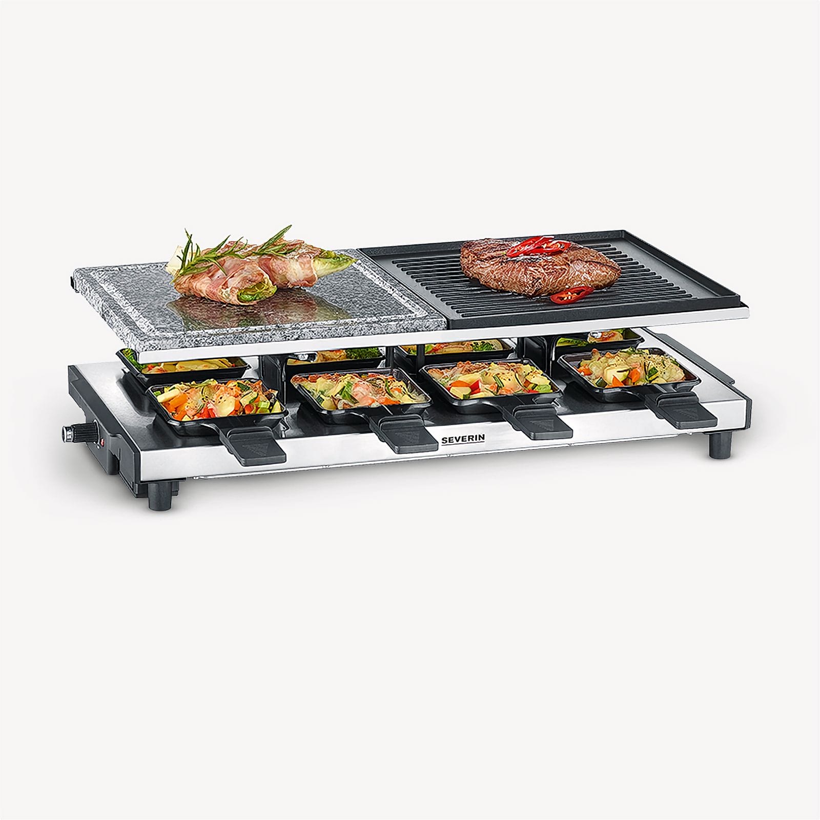 Severin Raclette mit Naturgrillstein und Grill-Platte RG 2373 Günstiger Verkauf