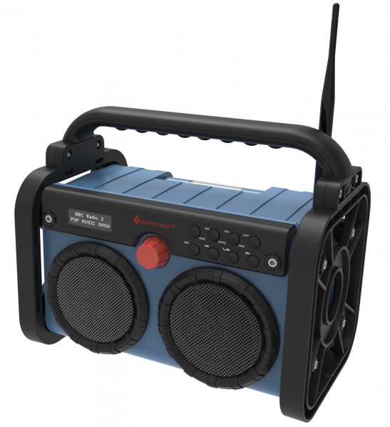 Soundmaster Stereo DAB+/UKW Baustellen-/Gartenradio mit Bluetooth®, LED-Arbeitsleuchte & Li-Ion Akku