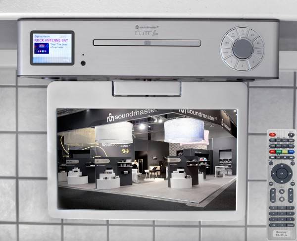 Soundmaster Küchenunterbau Multi Media Center mit TV (25 cm – DVB-T2/C), DAB+/UKW-Radio, CD/MP3, USB, Bluetooth®