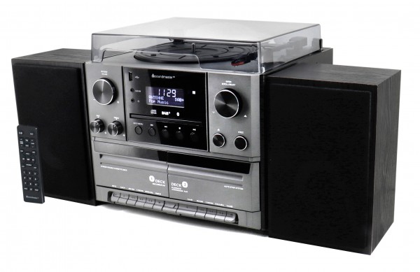 Soundmaster Stereo-Musikcenter mit DAB+/UKW Radio, CD/MP3, Plattenspieler, Doppelkassette, USB, Bluetooth®, Encoding