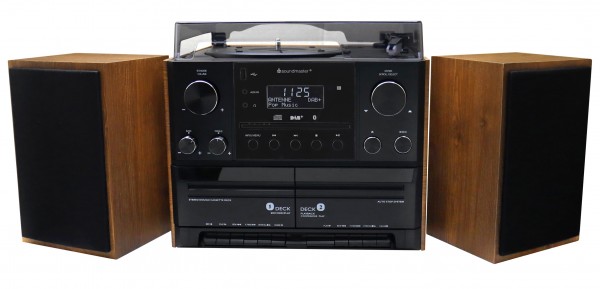Soundmaster Stereo-Musikcenter mit DAB+/UKW Radio, CD/MP3, Plattenspieler, Doppelkassette, USB, Bluetooth®, Encoding Schlussverkauf