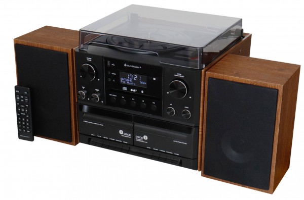 Soundmaster Stereo-Musikcenter mit DAB+/UKW Radio, CD/MP3, Plattenspieler, Doppelkassette, USB, Bluetooth®, Encoding Schlussverkauf