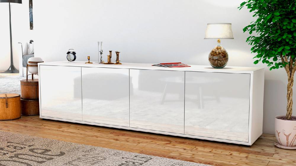 Stil Zeit Möbel Lowboard Antonia, Weiß (180x49x35cm) Fabrikverkauf